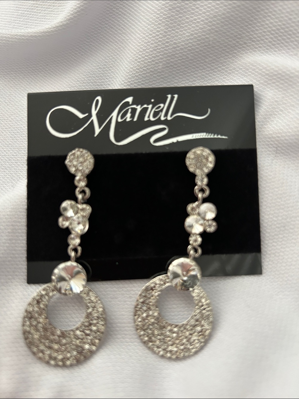 Silver Crystal Drop Earrings - Sparkling Silver Tone